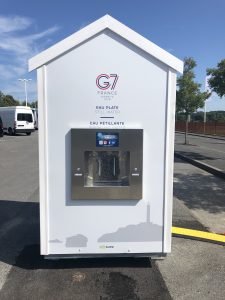 Une de nos fontaines à eau installée pour le G7 à Biarritz par Fontaineo