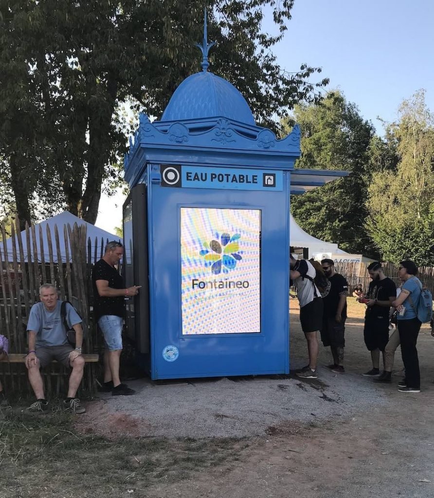 Une fontaine à eau installée à l'occasion des Eurockéennes de Belfort en 2019 par Fontaineo