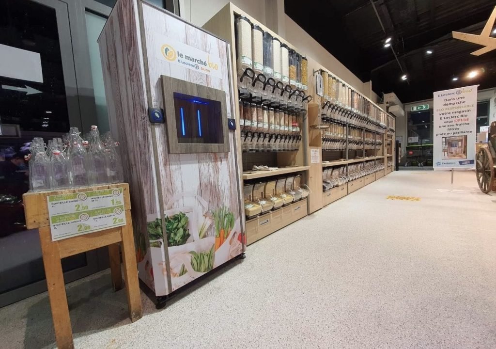 fontaine-a-eau-leclerc-sourceo+ Fontaine à eau Sourcéo +installée dans un Leclerc Bio
